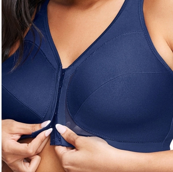 GLAMORIZE WOMENS FULL FIGURE PLUS SIZE 44DD BRA MAGIC LIFT NAVY BLUE NWT